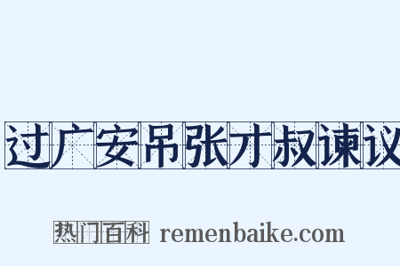 过广安吊张才叔谏议是什么意思的图片